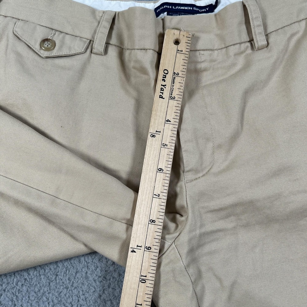Ralph Lauren Sport Shorts Womens 12 Beige Bermuda Twill Cotton Logo Casual - Picture 13 of 15
